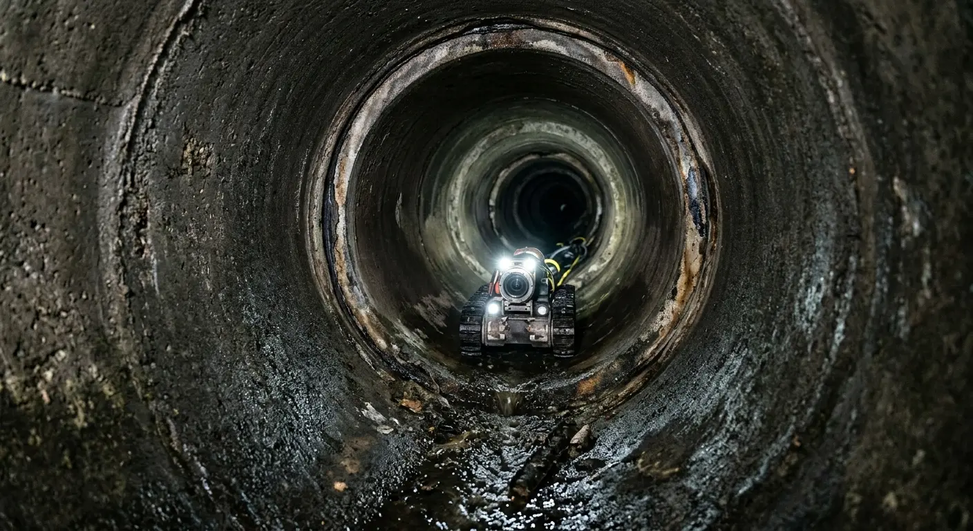 Robotic sewer camera inspecting pipe interior for Drain Snake Service in Ballwin